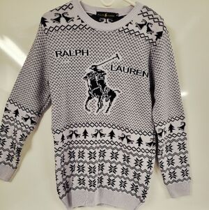 Ralph Lauren XL Skinny Fair Isle Festive Sweater Big Pony Holiday Nordic Knit